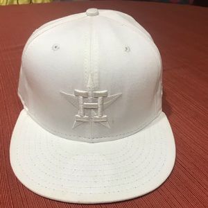 Houston Astros White Flat Bill “Smiley” Custom Hat